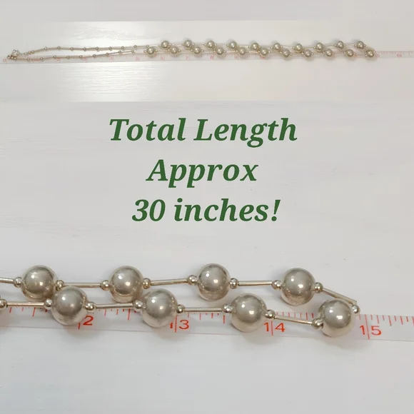 Vintage Southwestern Sterling Silver Long Strand Pearl Seed Liquid Bead Necklace - Picture 12 of 13